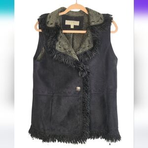 County Clothing Co. M Black Suede Vest w/Tassel-Like Fringe 1803-L